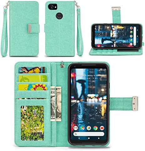 Google Pixel 2 XL Case - IZENGATE [Classic Series] Wallet Cover PU Leather Flip Folio with Stand (Mint)