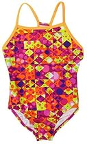 Speedo Girls Thin Strap One Piece Swimsuit Diamond Dot Size 5 Pink