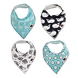 Baby Bandana Bibs, 4-Pack Organic Cotton Drool Bibs, The Best Baby Gift for Boys & Girls