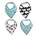 The Grizz Bizz Baby Organic Cotton Drool Bibs, (Pack of 4) - Neutral Animal