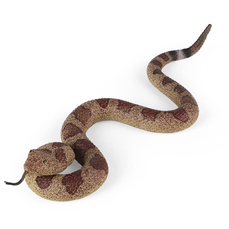 SIENON Realistic Fake Snakes Toy Soft Rubber Snake Figure Garden Scare Birds and Squirrels, Rattlesnake Figurines Stress Relief Gag Toys Halloween Decoration Party Favors Prank Props (SUK051)