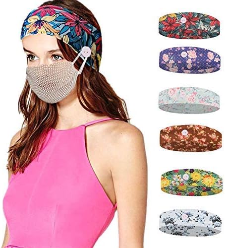 Amazon Fablcrew おしゃれ 夏 ヘッドバンド ヘアバンド ボタン付き マスク固定 花柄 綿100 弾力ヘッドバンド イヤストラップ掛け 吸汗通気 ヨガ ランニング スポーツ サイクリング ファッション ヘア止めバンド 6色組 ヘアバンド ターバン 通販