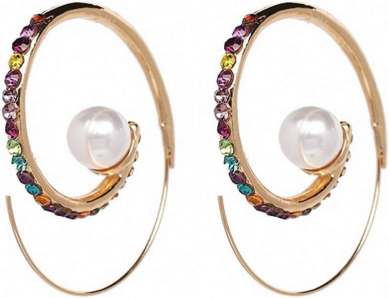 Metal Hoop Earring Special Bohemia Simulated Pearl Earrings Women Rhinestone Earrings