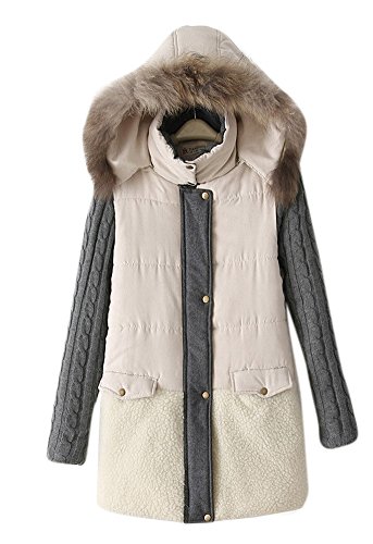 xiaoming Women Winter Warm Thicken Faux Fur Hooded Padded Down Coat Jacket White xiaoming Women Winter Warm Thicken Faux Fur Hooded Padded Down Coat Jacket White
