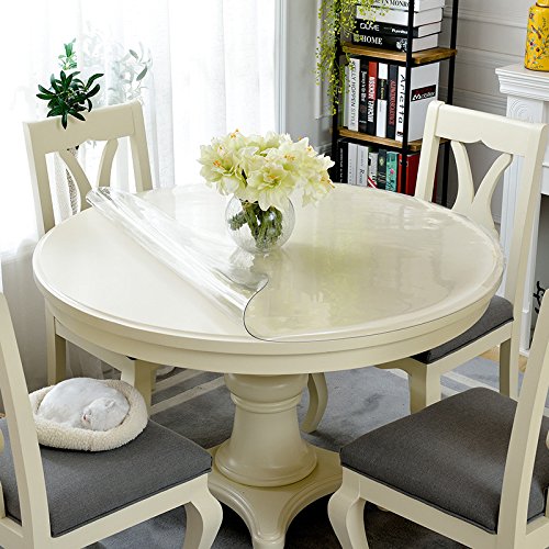 ETECHMART 54 Inches Round PVC Table Protector Clear 2.0mm Thickness Multi Size