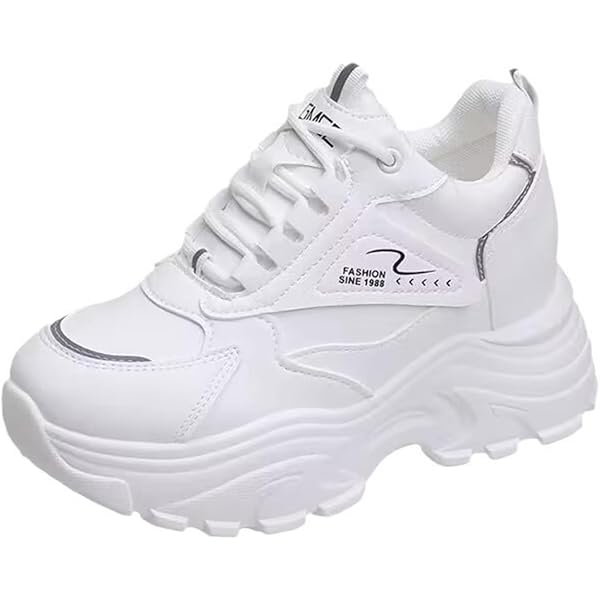 Amazon.com | Denim-Like Men Platform Shoes Chunky Sneakers for Women Aesthetic Shoes All Season (White,5) | Fashion Sneakers