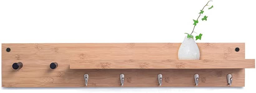 Perchero de madera montado en la pared con almacenamiento, Estante