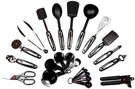 Complete Kitchen Utensil Set: 23 Piece Nylon and Stainless Steel Cooking and Baking Utensils: Napa Seasons Deluxe Utensils with Kitchen Scissors