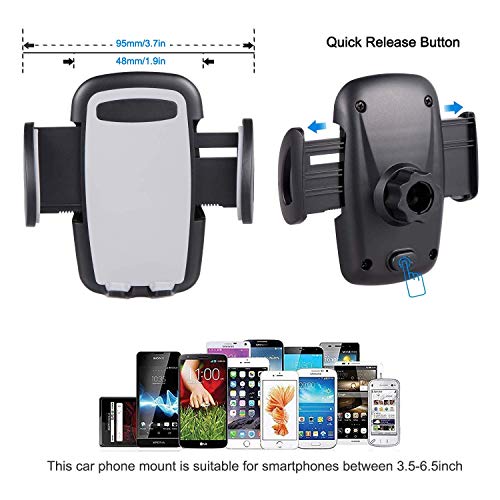 Amoner Phone Holder for Car, Adjustable 4 in 1 Car Phone Mount Cigarette Lighter Cell Phone Car Mount with Dual Port USB Charger Compatible iPhone 11 X 8, iPad, Galaxy S9 S8, Mate20 P30, GPS and More