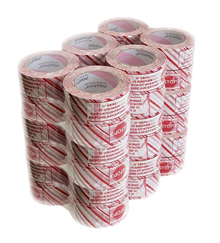 iMBAPrice IC-2M-SS-TAPE-36PK Stop Sign Sealing Tape - Printed Message"IF Seal is Broken Check Contents Before Accepting" 36 Rolls of 110 Yards Wide Security Shipping Packing Tape, 2" x 330'