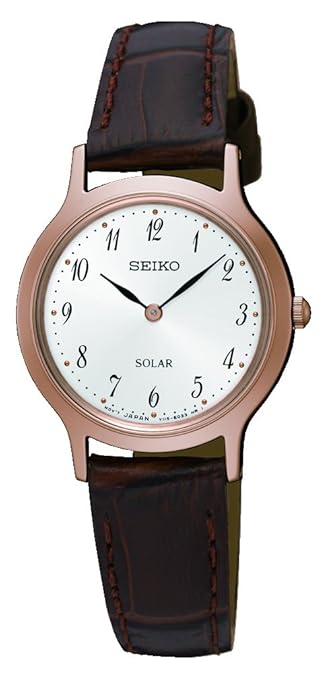 Seiko Damen Analog Solar Uhr mit Leder Armband SUP372P1