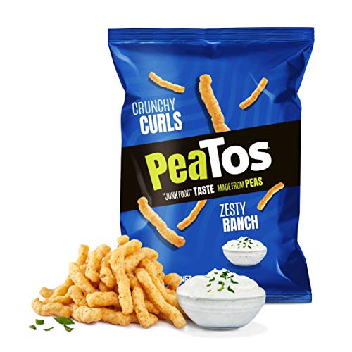 PeaTos Crunchy Curls, Snack Packs (4g Protein, 3g Fiber) [Zesty Ranch