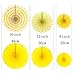 Sunshine Yellow Round Hanging Paper Fans Decorations Baby Shower Birthday Wedding Party Decorations, 6pc