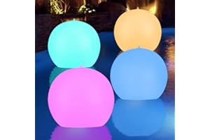 GEEDIAR 4 Pack Solar Floating Pool Lights Inflatable Waterproof IP68, 14” Solar Swimming LED Glow Globe Outdoor Pool Ball Lamp, Pool Accessories for Inground Pools- 4 Pcs.