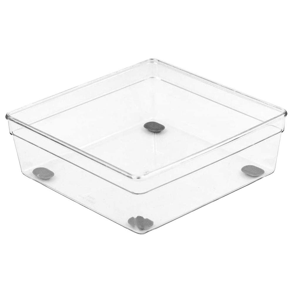 Glad GLD-71053 BIN Pantry, Kitchen Organization and Craft Storage Org W Nonslip Feet Square Clear 6X6X2.2In, Plastic