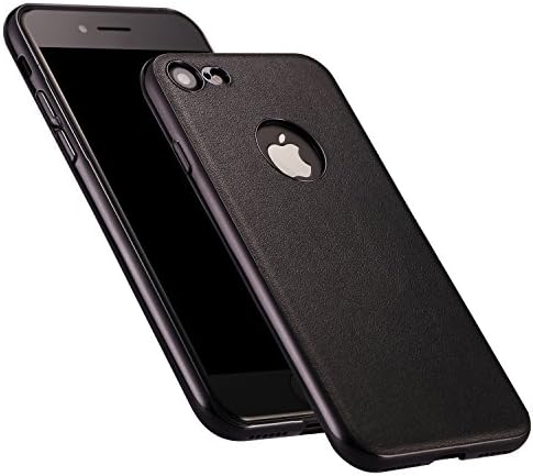 AmazingBull iPhone 7 / iPhone 8 (4.7 inch) Ultra-Thin PU Leather Hard case with Embedded Metallic Tablet, nanometer Electroplating Frame, Classic Design (Black)