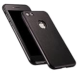 AmazingBull (TM) iPhone 7 (4.7 inch) Ultra-thin PU leather hard case with embedded metallic tablet, nanometer electroplating frame, classic design Apple iPhone 7 (2016) (Black)