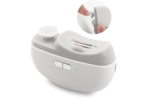 MIRUCHERTTER Electric Nail Clipper for Senior and Baby - 3in1 Baby Nail Trimmer Electric for Finger, Automatic Electric Nail Clipper with Polishing, Gift for Adult White