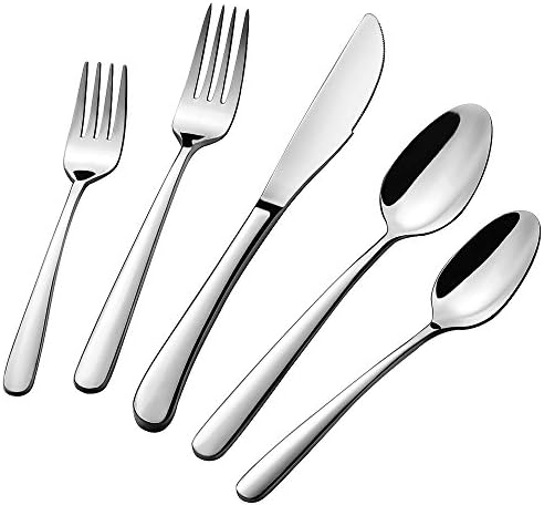 XINGBAO Stainless Steel Flatware Cutlery Silverware Set Mirror Finish, 60-piece Knives Spoons Forks, Service for 12