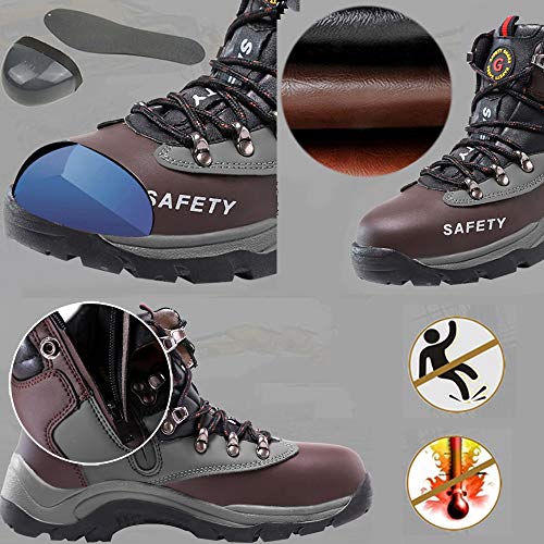 SUADEX Winter Safety Work Boots, Waterproof Steel Toe Cap Fur Lined Shoes, Industrial and Construction Hiking Sneakers, Brown 40 - Thumbnail 6