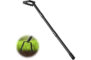 DWELSPIRE Upgraded Stirrup Hoe and Cultivator, Garden Hoe Adjustable Handle for Weeding, Digger, Loosening Soil, Metal Garden Hula Hoe with Rake Tiller Cultivator (31-75 Inch)