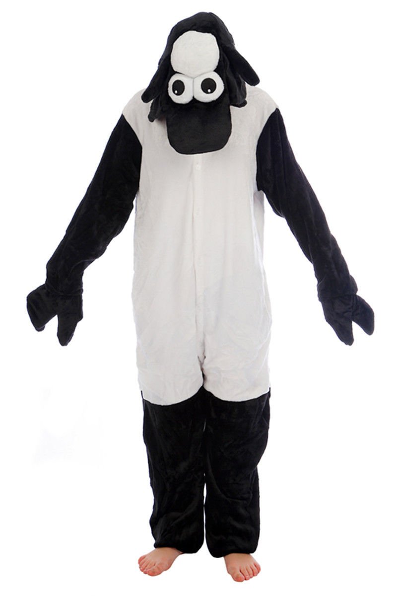 Everglamour 5055601171005 Sheep Onesie/Body Suit, Unisex-Adult, Black, Medium