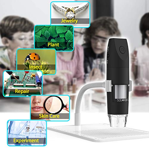 Limited Price Reduction, Intee Wireless Digital Microscope,50X To 1000X WiFi Microscope , Flexible Arm Observation Stand with 1080P HD 2.0 MP 8 LED, Mini Handheld Microscope Camera for Android IOS PC