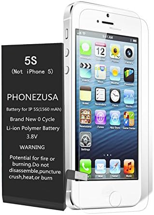 PHONEZUSA Battery Model iP5S-5C - Replacement Kit with Tools - New 1560 mAh 0 Cycle Battery - Repair Your Phone in 15 min