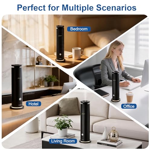 NoxLumina Waterless Scent Diffuser Starter Kit with 5 Essential Oils, Luxury Hotel-Class 1500 Sq Ft Cover Aromatherapy Diffuser Oil Machine, 6 Mist 4.06Oz Air Diffusers for Home Large Room Hotel SPA