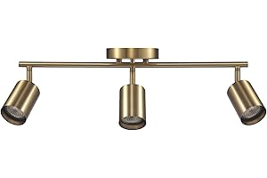 Globe Electric 64000093 21" 3-Light Track Lighting, Matte Brass, Pivoting Shades, Ceiling Lamp for Bedroom, Kitchen, Hallway,
