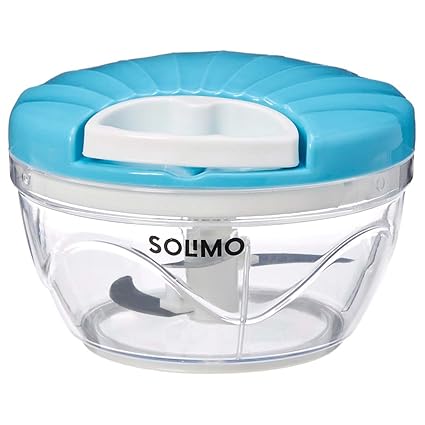 Amazon Brand - Solimo 500 ml Large Vegetable Chopper with 3 Blades, Blue