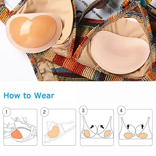 Elicico Silicone Adhesive Bra Pads Inserts,Push Up Sticky Bra Pad