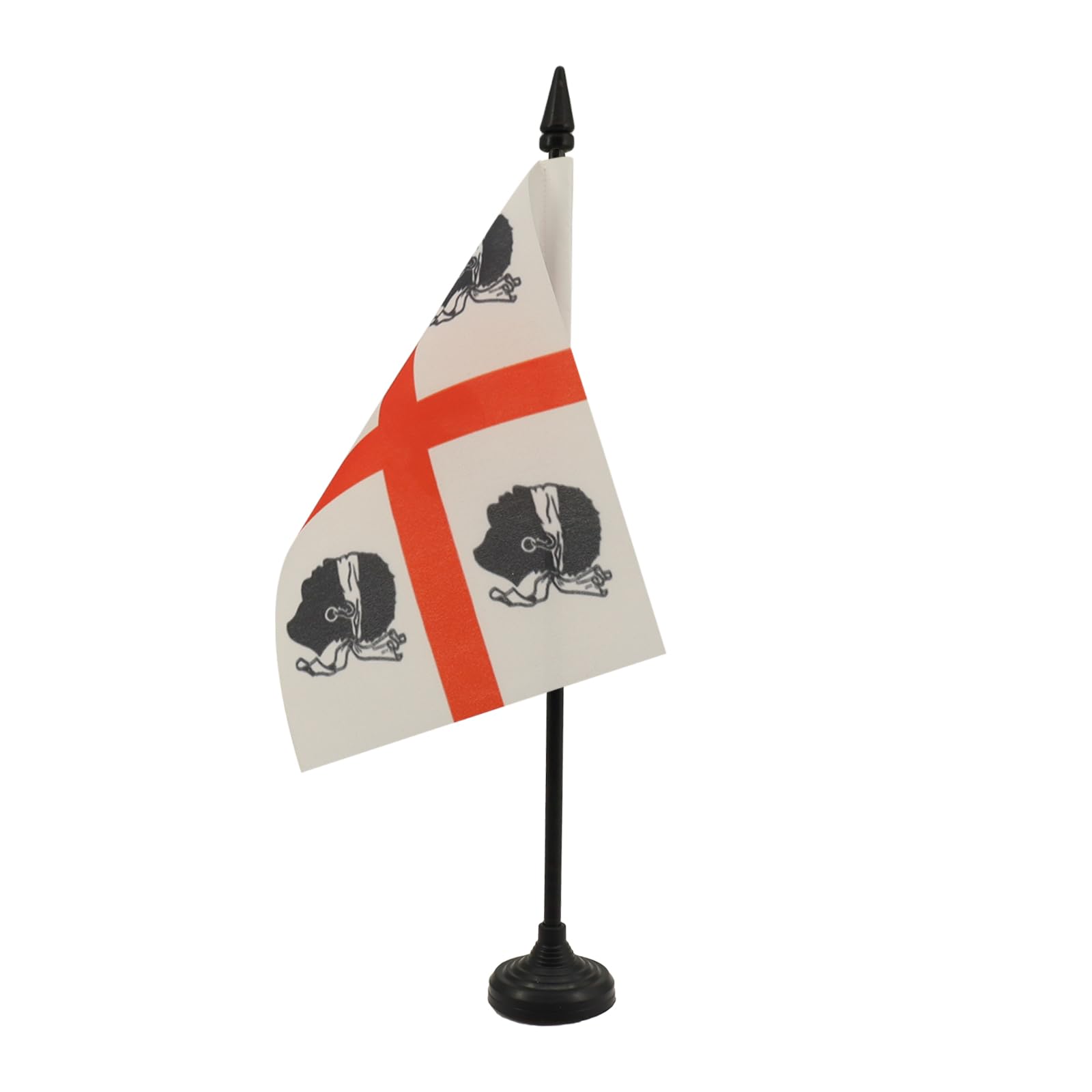 AZ FLAG - Sardinia nationalist Table Flag 4'' x 6'' - Sardinian Office Mini Banner 100% Polyester 15 x 10 cm - Mini Desk Flag with 10'' Pole and Black Plastic Base