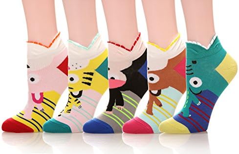MIUBEE Women Fashion Cotton Cartoon Novelty Low Cut No Show Ankle Socks (Animal A01)