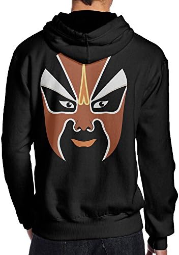 SBPZEB Chinese Peking Opera Mask Jersey Men's Hooded Sweatshirt XL Black