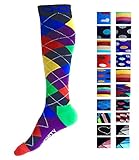 Compression Socks (1 pair) for Men & Women - BEST for Running, Nurses, Shin Splints, Flight Travel, & Maternity Pregnancy - Boost Athletic Stamina, Circulation & Recovery (i-Argyle, Large/X-Large)