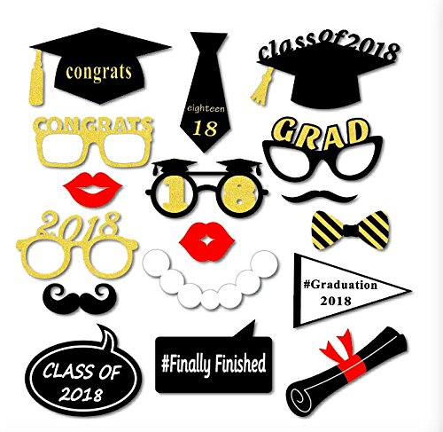 2018 Graduation Celebration Party Photo Booth Props Sticks Decoration 17 Pieces By ROUNDSQUARE - Thumbnail 4