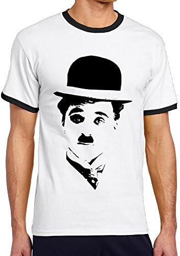 Men's Charlie Chaplin Sketch Cotton Premium Cool Shirts Black