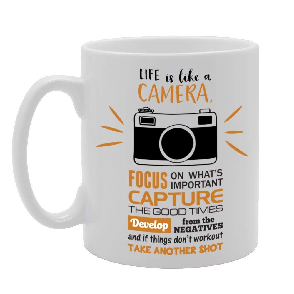 Coralgraph Inc MG2198 Life is Like A Camera, Focus, Capture, Develop Novelty Gift Printed Tea Coffee Ceramic Mug