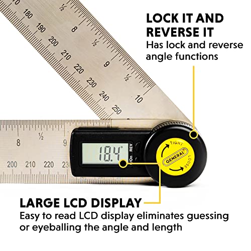 General Tools Digital Angle Finder Ruler 823 10" H Stainless Steel