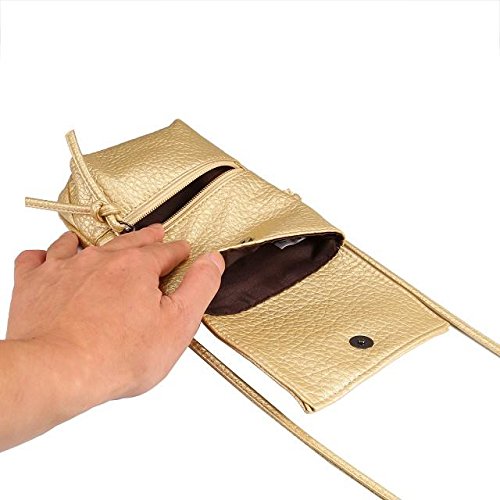 WaitingU Universal Crossbody Cell Phone Bag Multipurpose Soft PU Leather Carrying Cases Wallet Purse Shoulder Bag for iPhone 6/6S Plus 6/6S Samsung Galaxy Note Series Phones Under 6.2 inchs -Champagne - Thumbnail 6