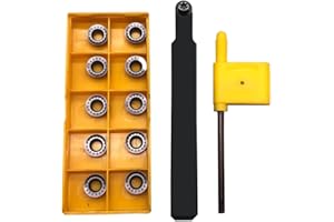 Zouzmin 10pcs RPMT10T3 R5 Indexable Carbide Milling Inserts Blade Milling Cutter with 1/2"/12mm SRDPN1212H10 Indexable Carbide Milling Tool Holder Metal Lathe Cutting Tools