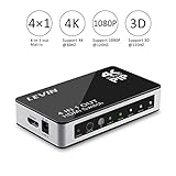 4K x 2K 4-Port HDMI Switch, Levin High Speed Selector Switcher Support PIP Function with Full HD 1080P 3D IR Wireless Remote Control