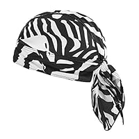 JIAHG Quick Dry Beanie Headwear Sweat Wicking Dew Rag Cycling Bandana Running Beanie Sun UV Protection Skull Cap Chemo Head Wrap Motorcycle Biker Sport Beanie Sweatband Helmet Liner (Zebra)