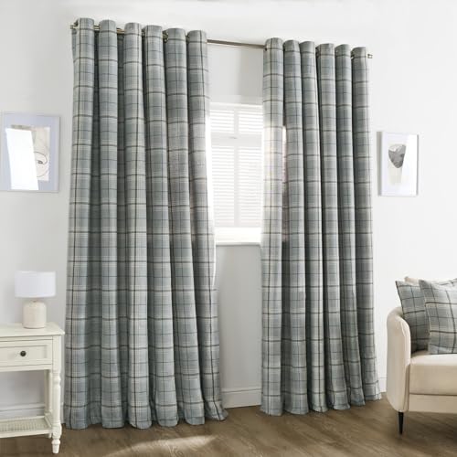 OHS Verdunkelungsvorhänge für Schlafzimmer, Wohnzimmer, weich, dekorativ, gewebt, kariert, für Fensterbehandlung, modern, wärmeisoliert, vollständig gefüttert, 2 Paneele, 228,6 x 228,6 cm, Grau