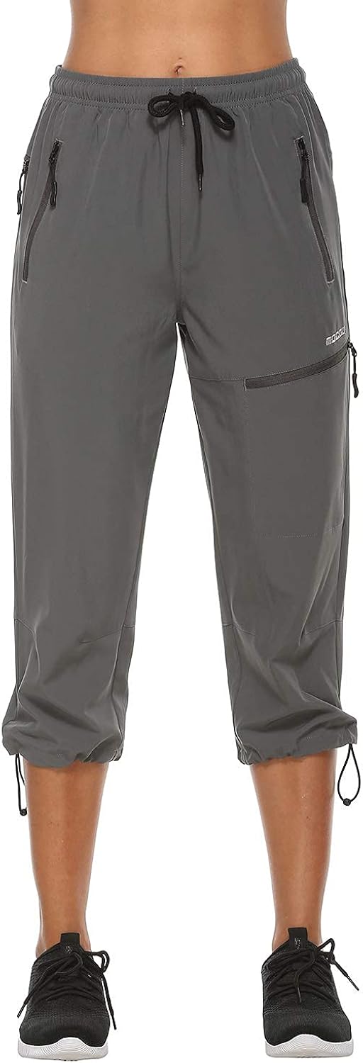 MOCOLY Women's Cargo Hiking Pants Elastic Waist Quick Dry Lightweight Outdoor Water Resistant UPF 50+ Long Pants Zipper at  Women’s Clothing store