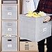 Homyfort Cloth Storage Bins, Foldable Cubes Box Basket Organizer Container Drawers with Dual Plastic Handles for Closet, Bedroom, Toys,Set of 4 Light Grey 13