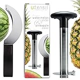 Watermelon Slicer & Pineapple Corer Set ◉ 304 Stainless Steel Kitchen Gadgets ◉ Kitchen Tools As Seen On Tv ◉ Melon Fruit Meat Slicer Cutter Corer Peeler Tongs ◉ Best Home Utensils ◉ Gift Card Item