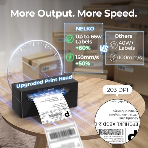 Nelko Bluetooth Thermal Shipping Label Printer, Wireless 4x6 Shipping Label Printer for Shipping Packages, Support Android, iPhone and Windows, Widely Used for Amazon, Shopify (Black)