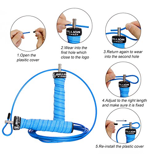 5BILLION Speed Jump Rope - Nature Handle - Adjustable with Ball Bearings - Workout for Double Unders, WOD, Outdoor, MMA & Boxing Training (bend-lake)